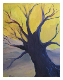 Violet Tree Yellow Sky